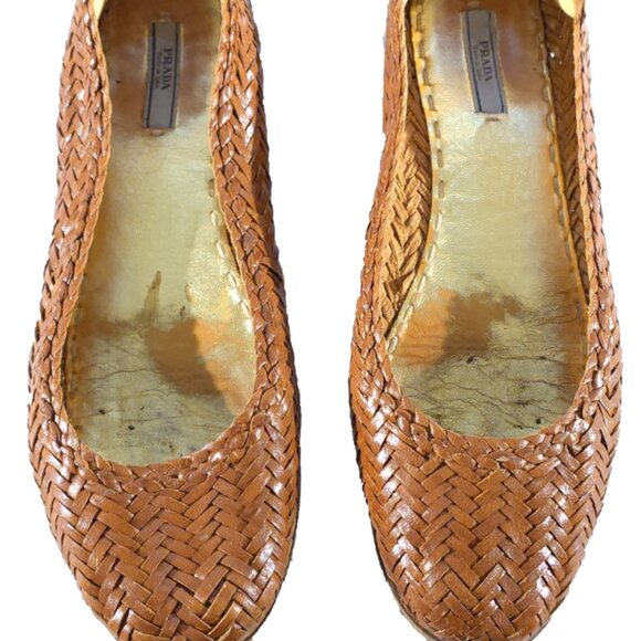 Prada Brown Woven Flats - Picture 5 of 9